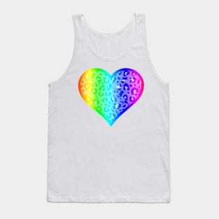 Bright Rainbow Leopard Print Heart Tank Top